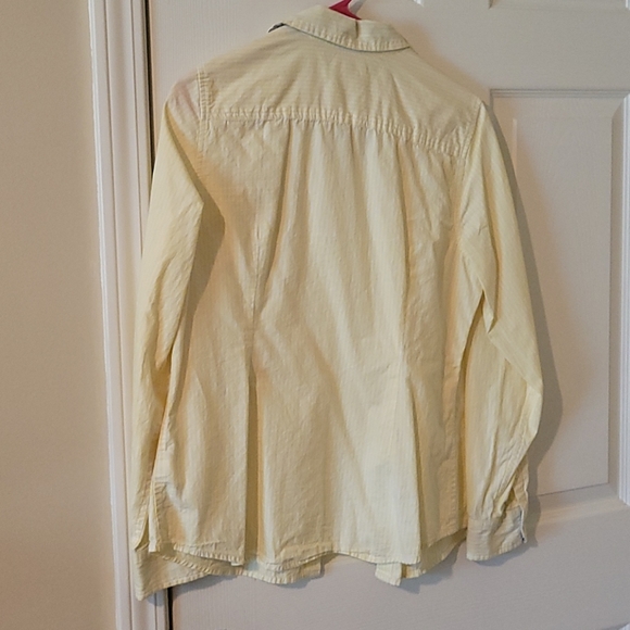 Tommy Hilfiger yellow & white stripes button up. - Picture 2 of 5